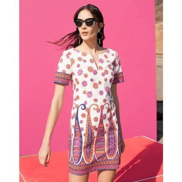 TRINA TURK Women’s Museum Short Sleeve Shift  Dress 10 - Picture 1 of 5